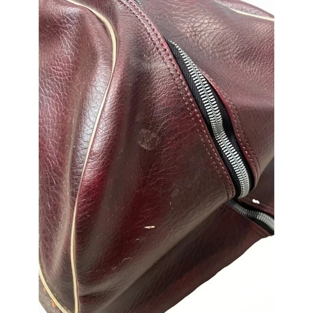 Vintage 1960s PGA Pro Golf Duffel Weekend Bag Burgundy Leather PRO ONLY USA
